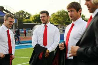 The players all look great in their bespoke Apsley suits and shirts