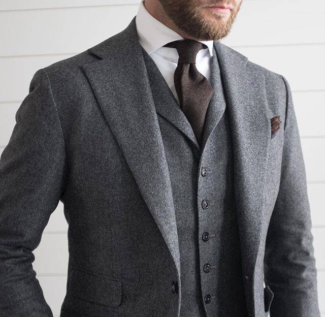 Bespoke grey flannel winter suit